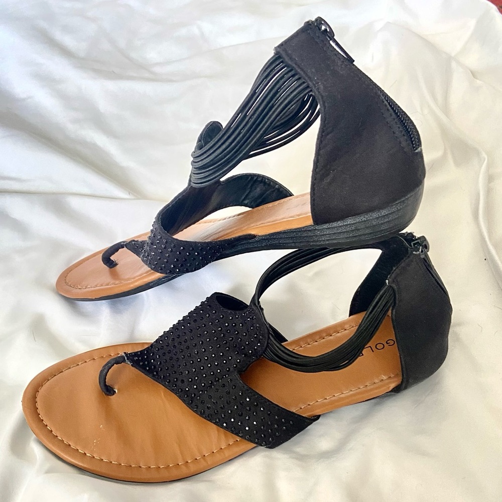 Gold Toe gladiator ankle sandals